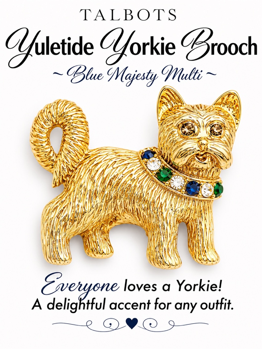 Talbots Yuletide Yorkie Brooch